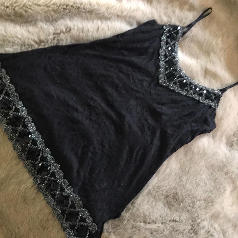 Embellished black tank top